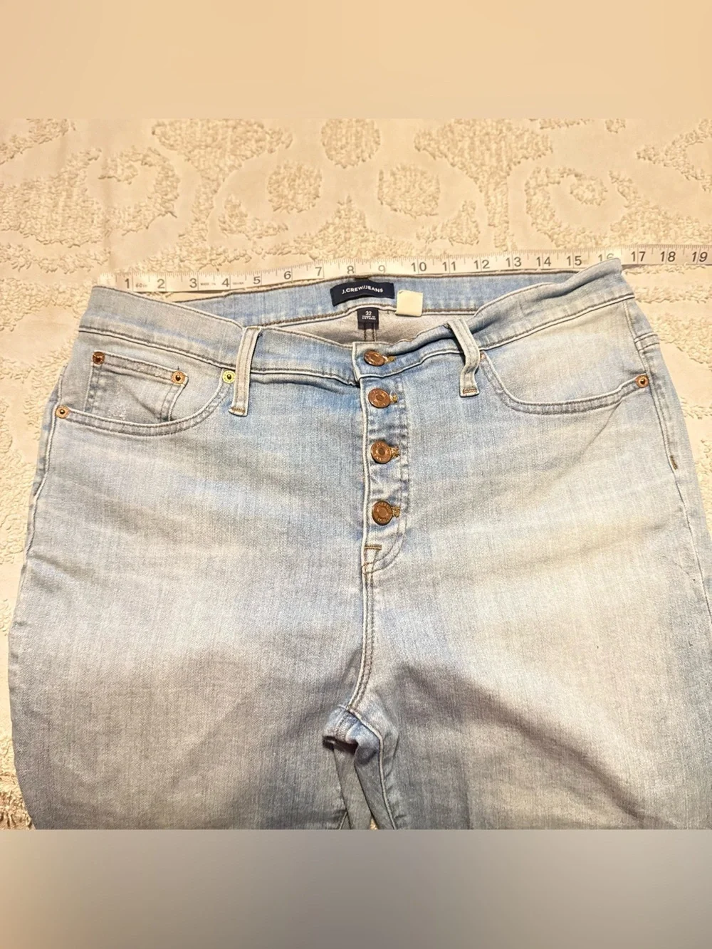 J Crew Women Jean 9” High Rise Toothpick Wash Stretch Button Fly Size 32
